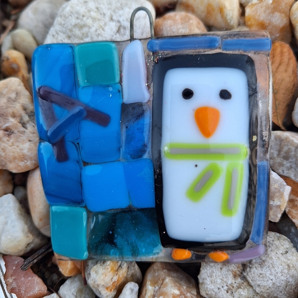 Penguin Christmas Ornaments Miniature Bell Hand and Blown Glass Set of 2 Vintage - Picture 3 of 15